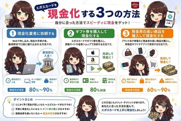 エポスカードを現金化する3つの方法