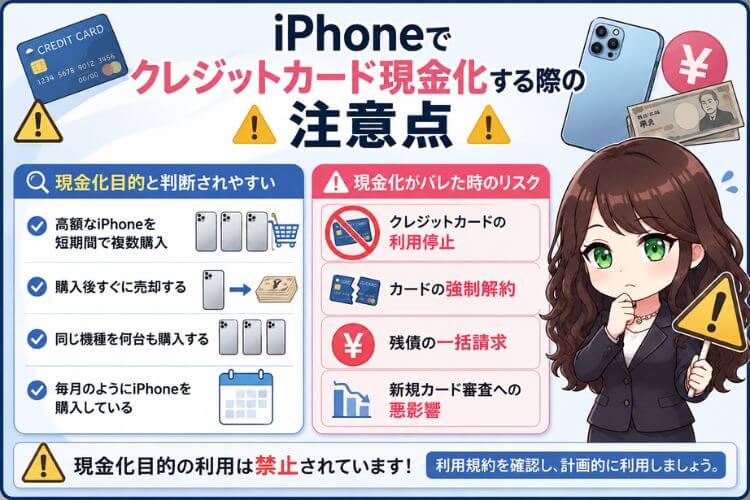 iPhoneでクレジットカード現金化する際の注意点