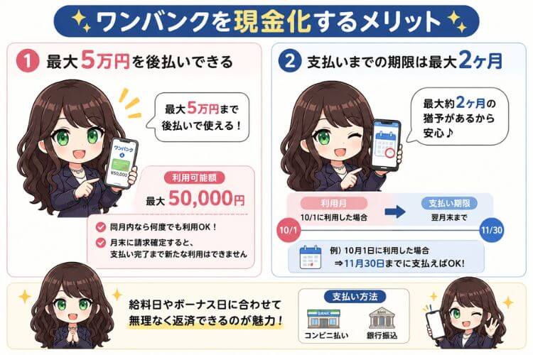 ワンバンクを現金化するメリット一覧