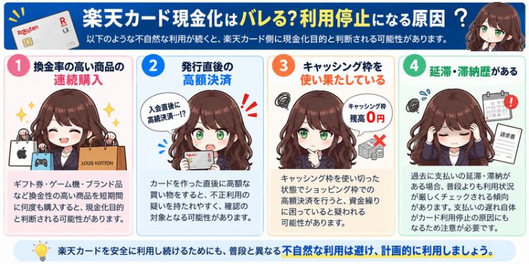 楽天カード現金化がバレる原因