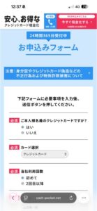 キャッシュポケット お申込フォーム