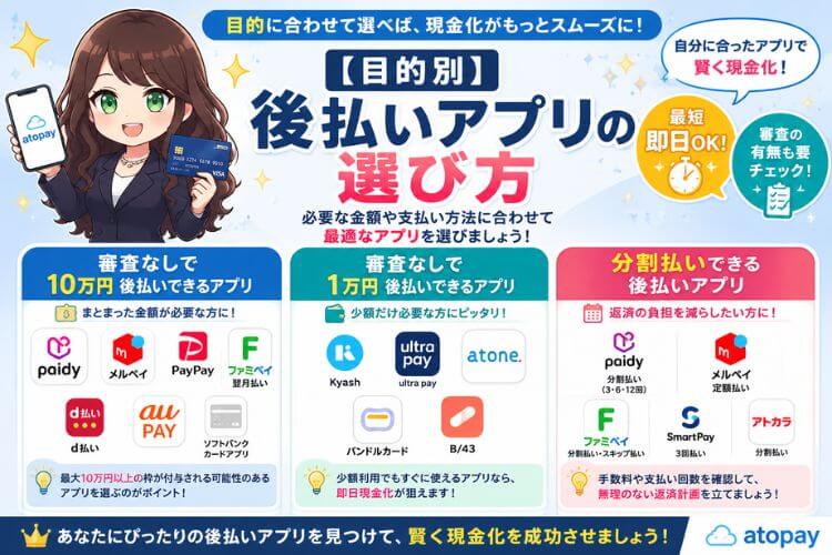 目的別に応じた後払いアプリの選択方法