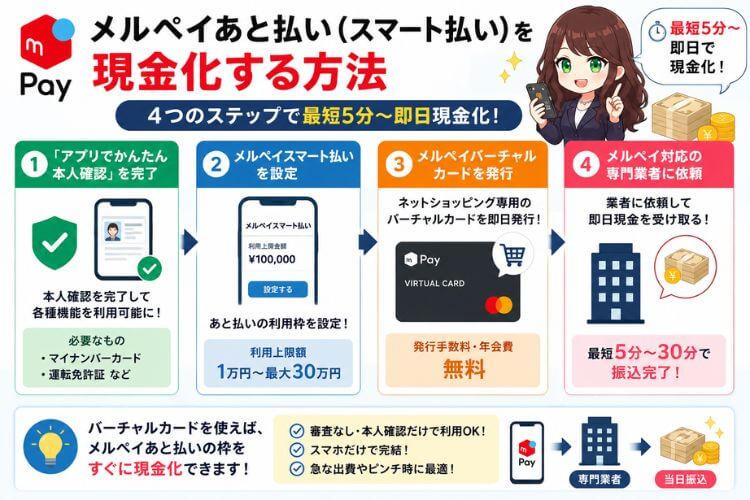 メルペイあと払いの現金化方法