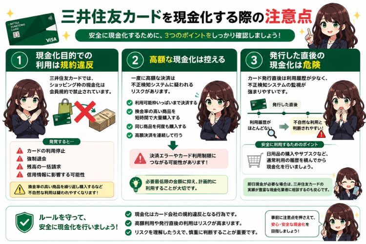 三井住友カードを現金化する際の注意点