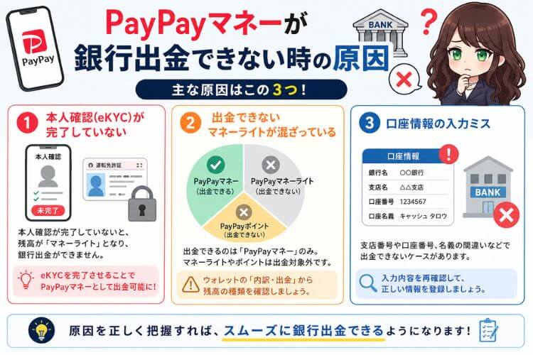 PayPayマネーが出金できない原因