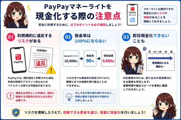 PayPayマネーライトを現金化する際の注意点