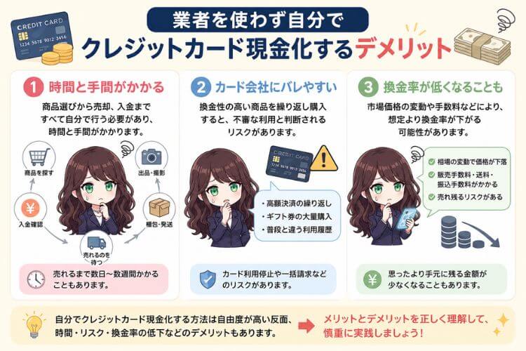 クレジットカード現金化を自分でするデメリット