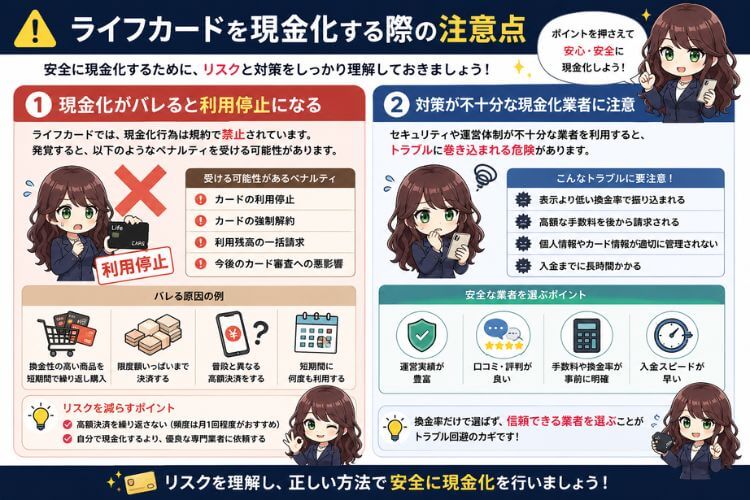 ライフカードを現金化する際の注意点