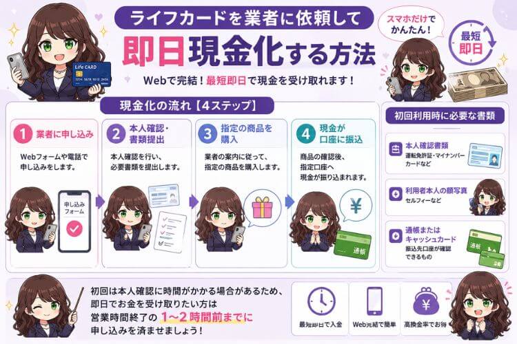ライフカードを業者に依頼して現金化する方法