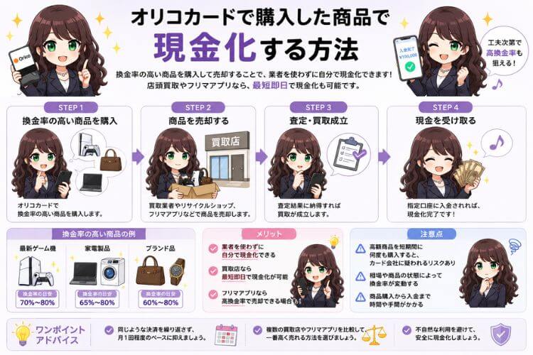 オリコカードで購入した商品で現金化する方法