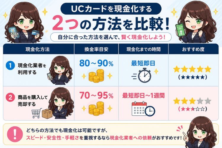 UCカードを現金化する2つの方法