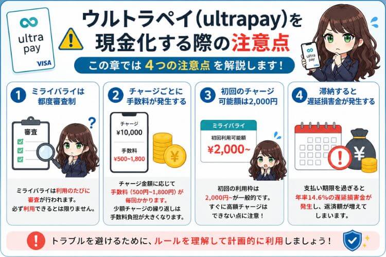 ウルトラペイを現金化する際の注意点