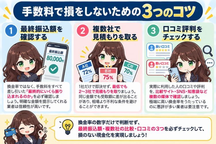 手数料で損をしないためのコツ
