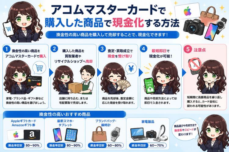 アコムマスターカードで購入した商品で現金化する方法