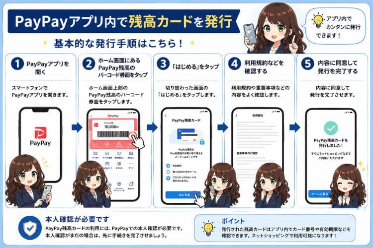 PayPayアプリ内で残高カードを発行する手順