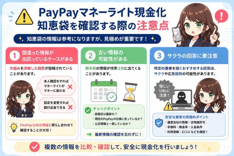 PayPayマネーライト現金化の知恵袋を調べる際の注意点